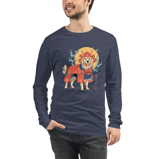 Golden Retriever Japanese Ukiyo-e Unisex Long Sleeve Tee -