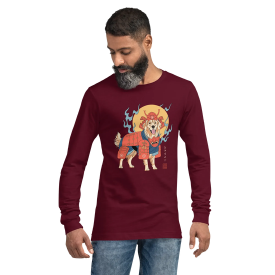 Golden Retriever Japanese Ukiyo-e Unisex Long Sleeve Tee -