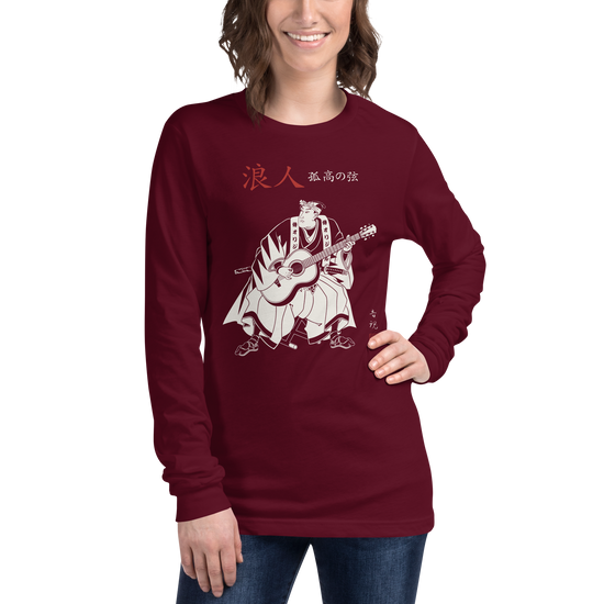 Ronin Guitar Blues Japanese Art Unisex Long Sleeve Tee - Samurai Original