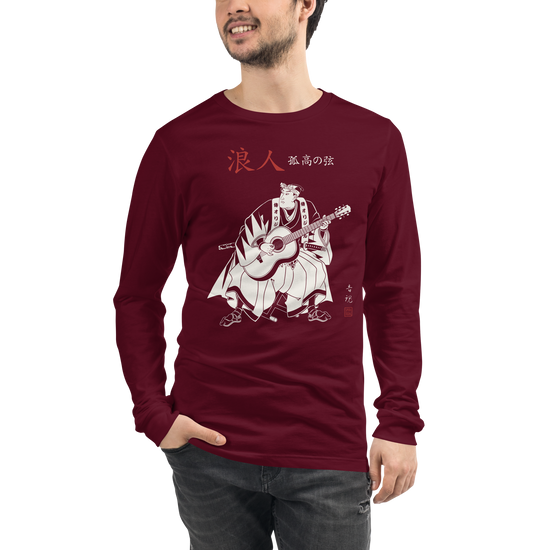 Ronin Guitar Blues Japanese Art Unisex Long Sleeve Tee - Samurai Original