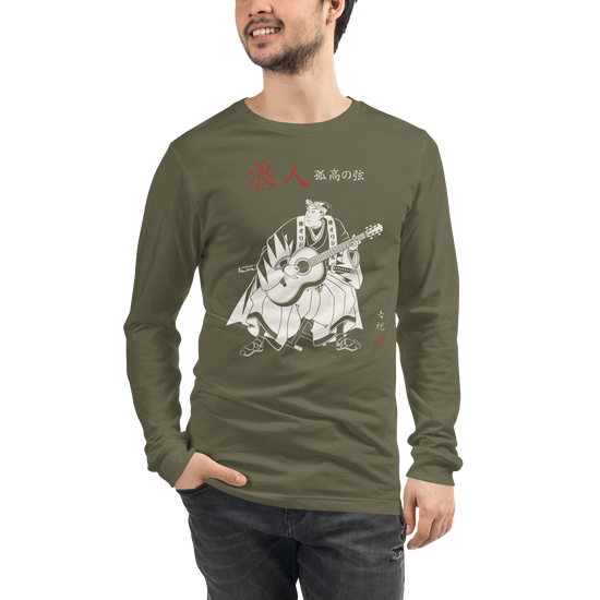 Ronin Guitar Blues Japanese Art Unisex Long Sleeve Tee - Samurai Original