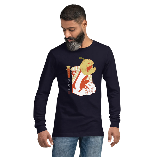 Halloween Pumpkin Japanese Ukiyo-e Unisex Long Sleeve Tee -