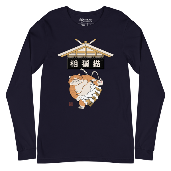 Cat Sumo Japanese Ukiyo-e Unisex Long Sleeve Tee