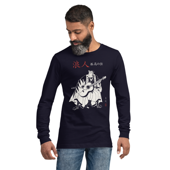 Ronin Guitar Blues Japanese Art Unisex Long Sleeve Tee - Samurai Original