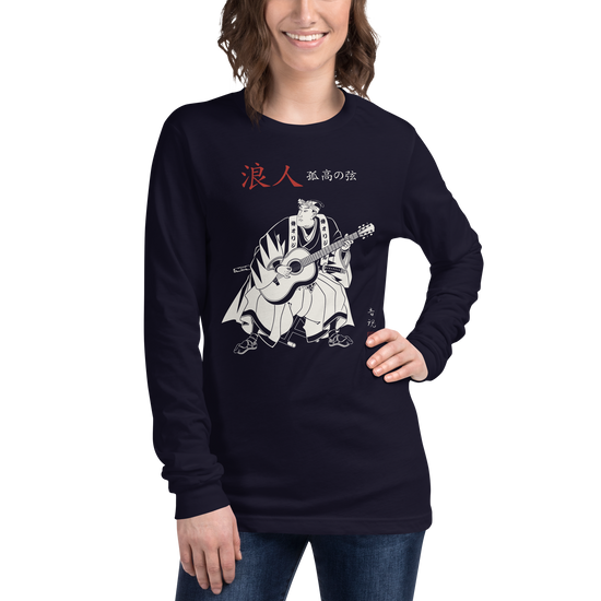 Ronin Guitar Blues Japanese Art Unisex Long Sleeve Tee - Samurai Original