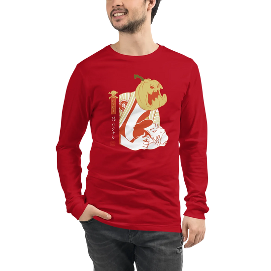 Halloween Pumpkin Japanese Ukiyo-e Unisex Long Sleeve Tee -