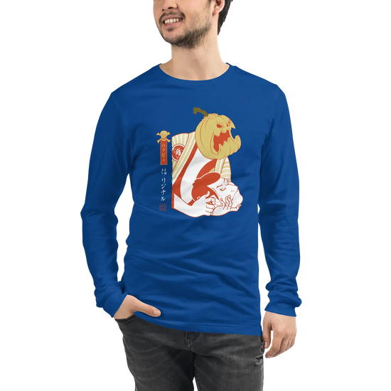 Halloween Pumpkin Japanese Ukiyo-e Unisex Long Sleeve Tee -