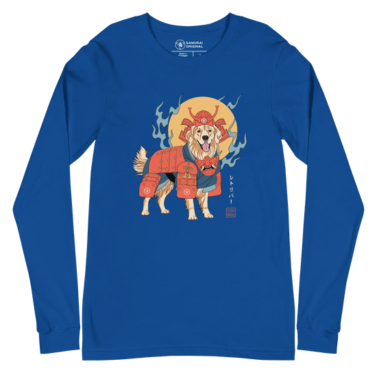 Golden Retriever Japanese Ukiyo-e Unisex Long Sleeve Tee - True Royal / S