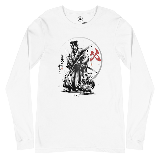 Happy Father's Day Sumi-e Japanese Ink Unisex Long Sleeve Tee 2XL - Samurai Original