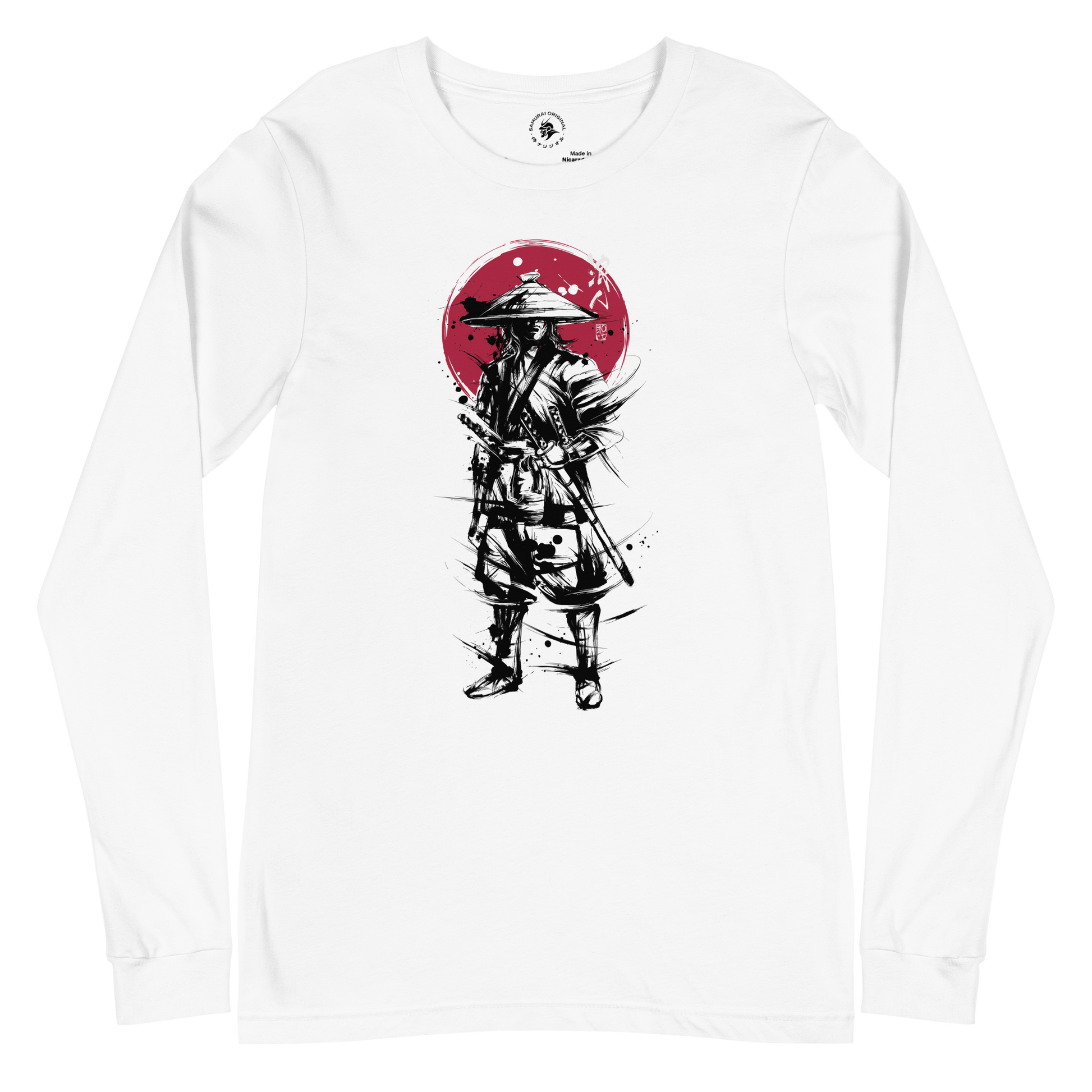 Samurai Ronin Sumi-e Japanese Ink Painting Unisex Long Sleeve Tee 2XL - Samurai Original