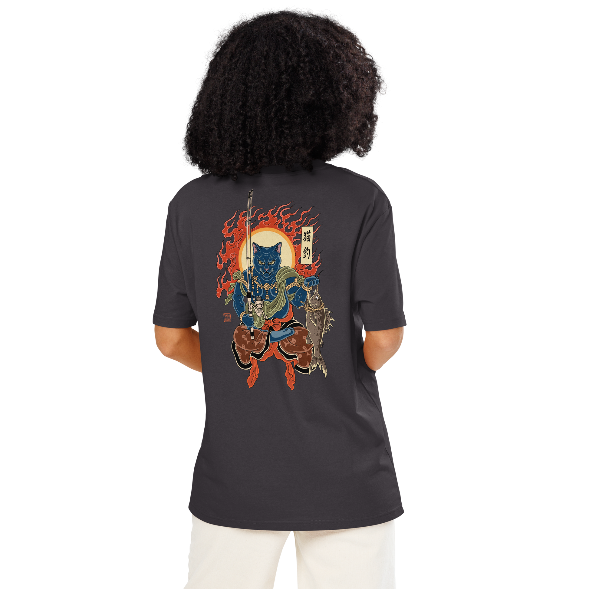 The Great Neko Fishing Organic T-shirt - Samurai Original