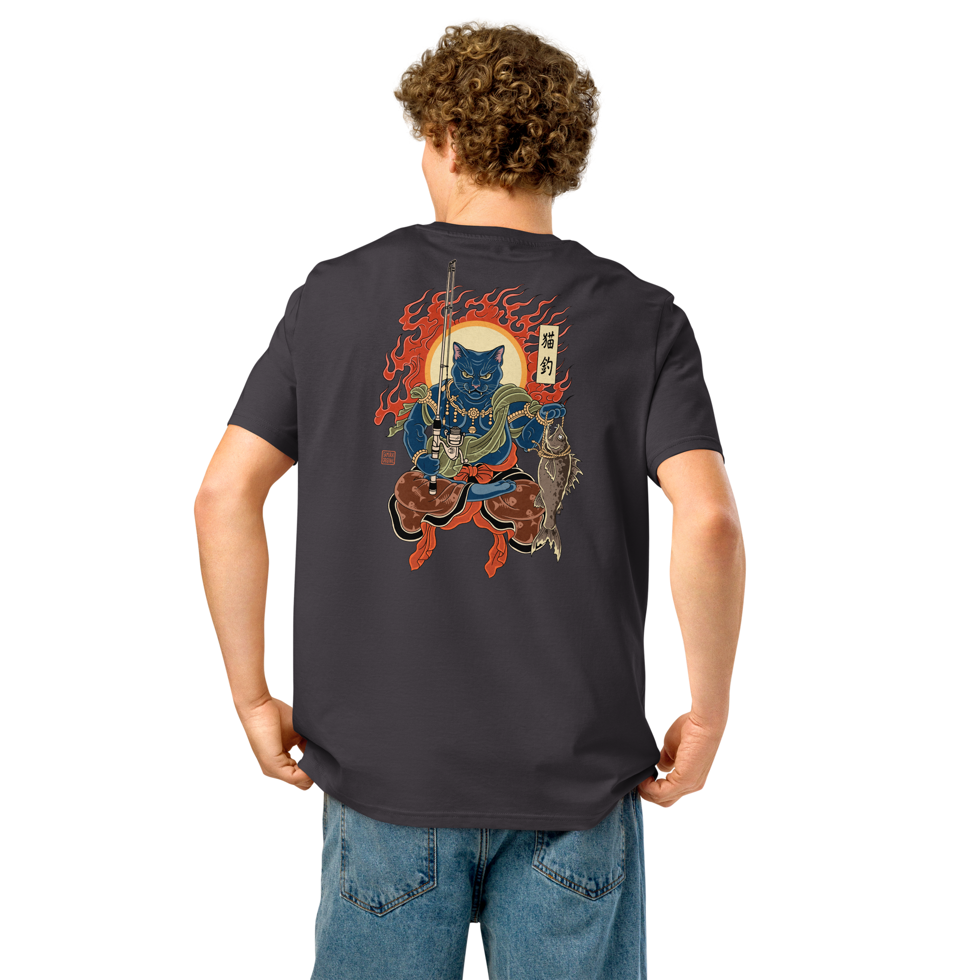 The Great Neko Fishing Organic T-shirt - Samurai Original