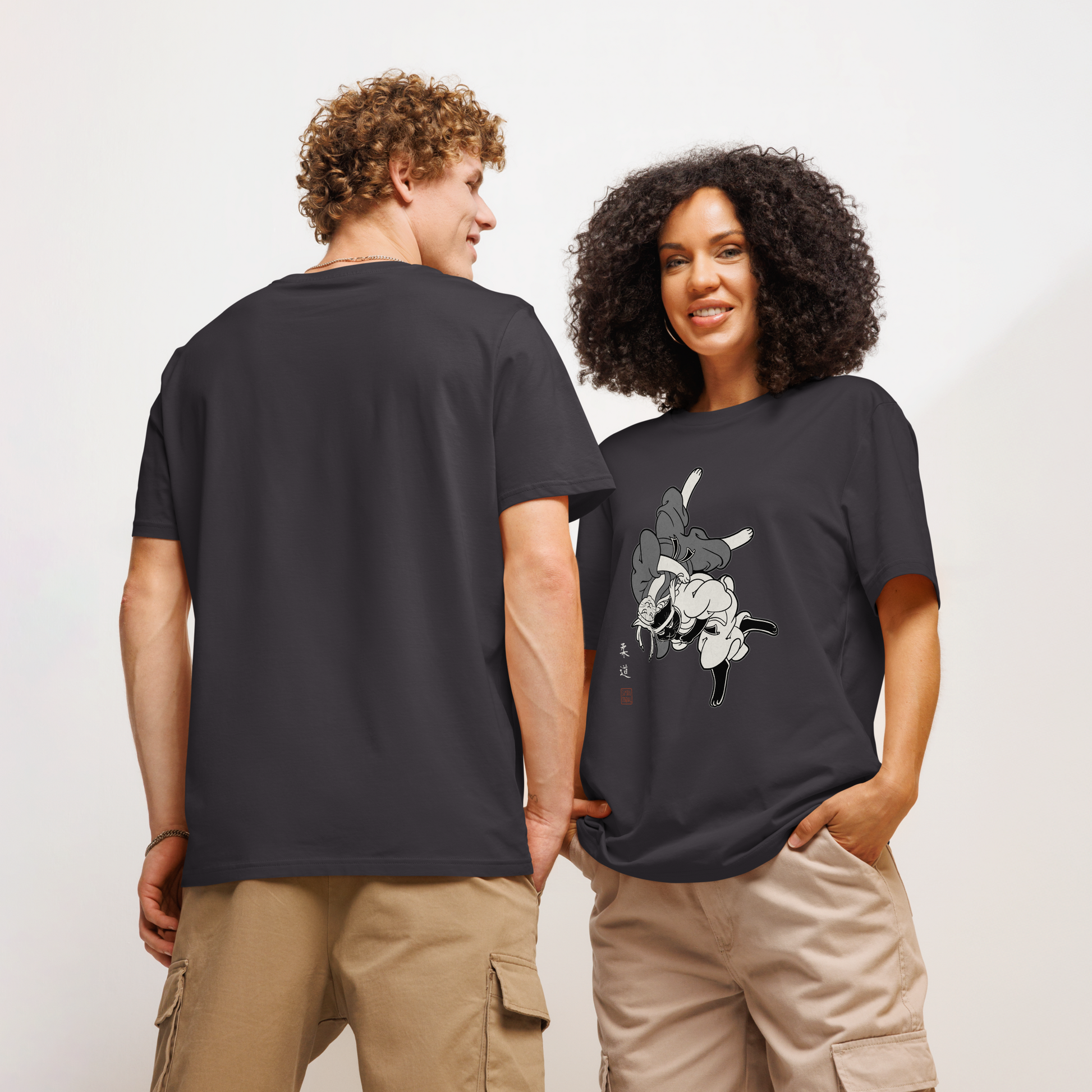 Judo Cat Ukiyo-e Organic T-shirt - Samurai Original