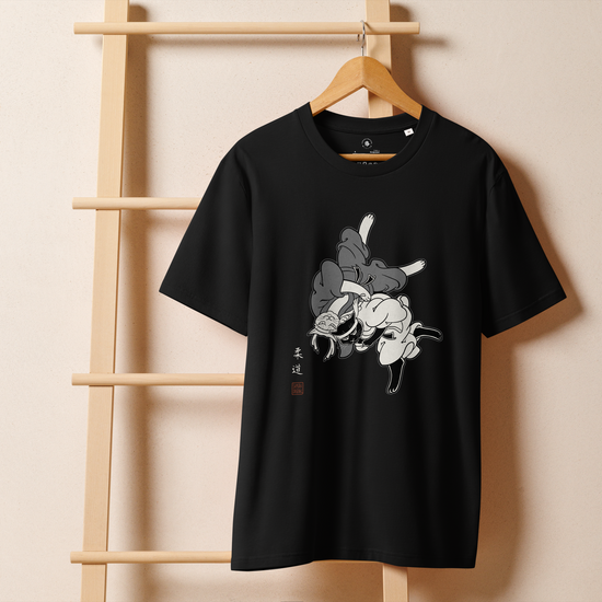 Judo Cat Ukiyo-e Organic T-shirt - Samurai Original
