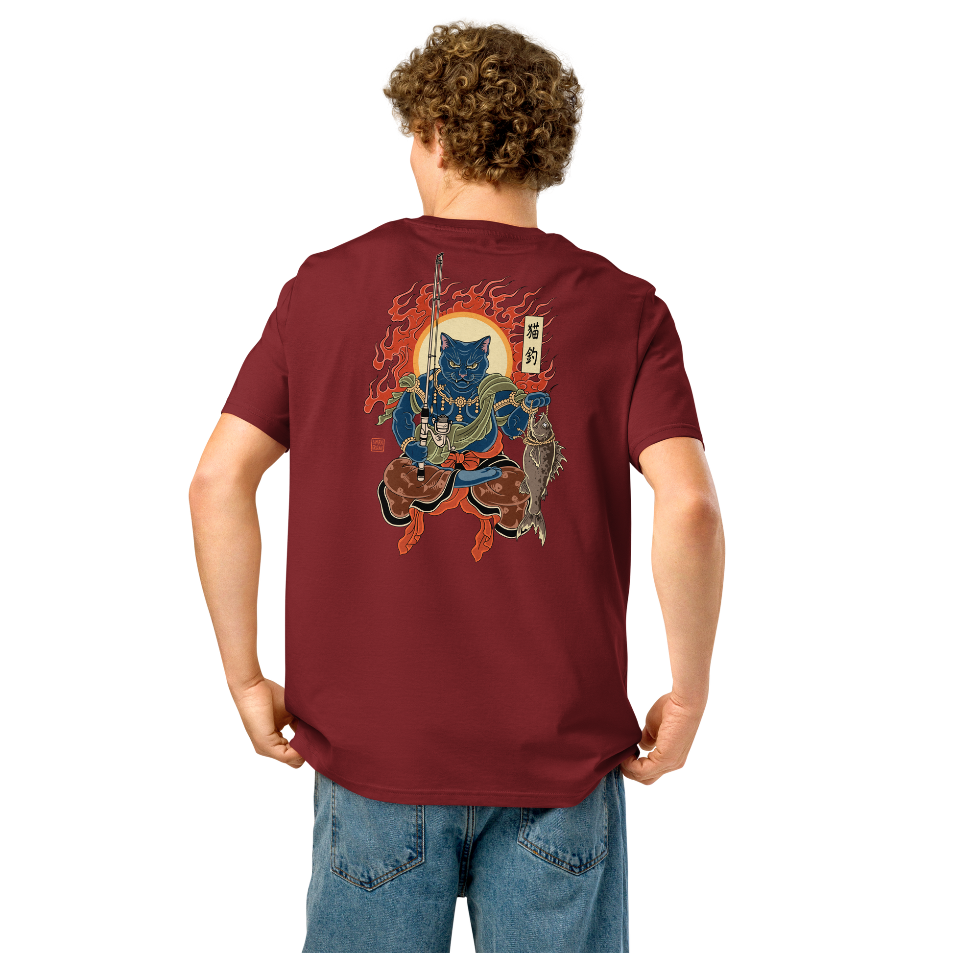 The Great Neko Fishing Organic T-shirt - Samurai Original
