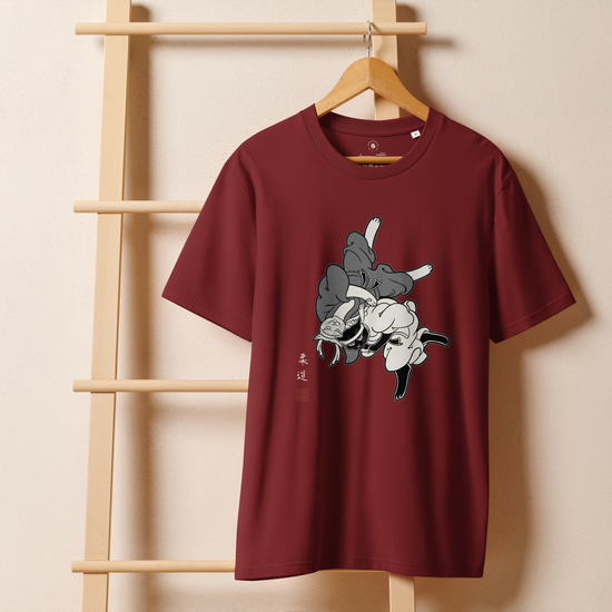 Judo Cat Ukiyo-e Organic T-shirt - Samurai Original
