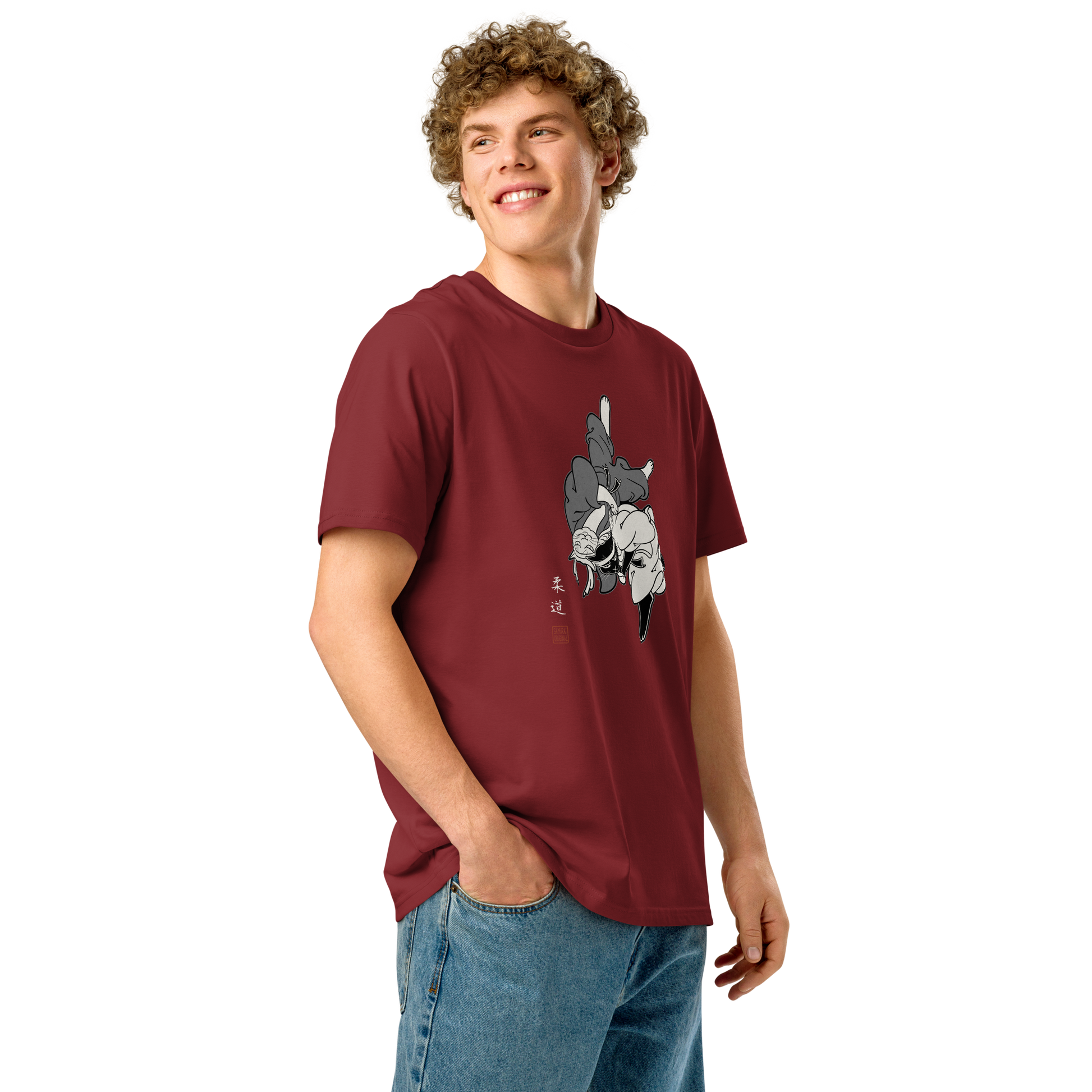 Judo Cat Ukiyo-e Organic T-shirt - Samurai Original