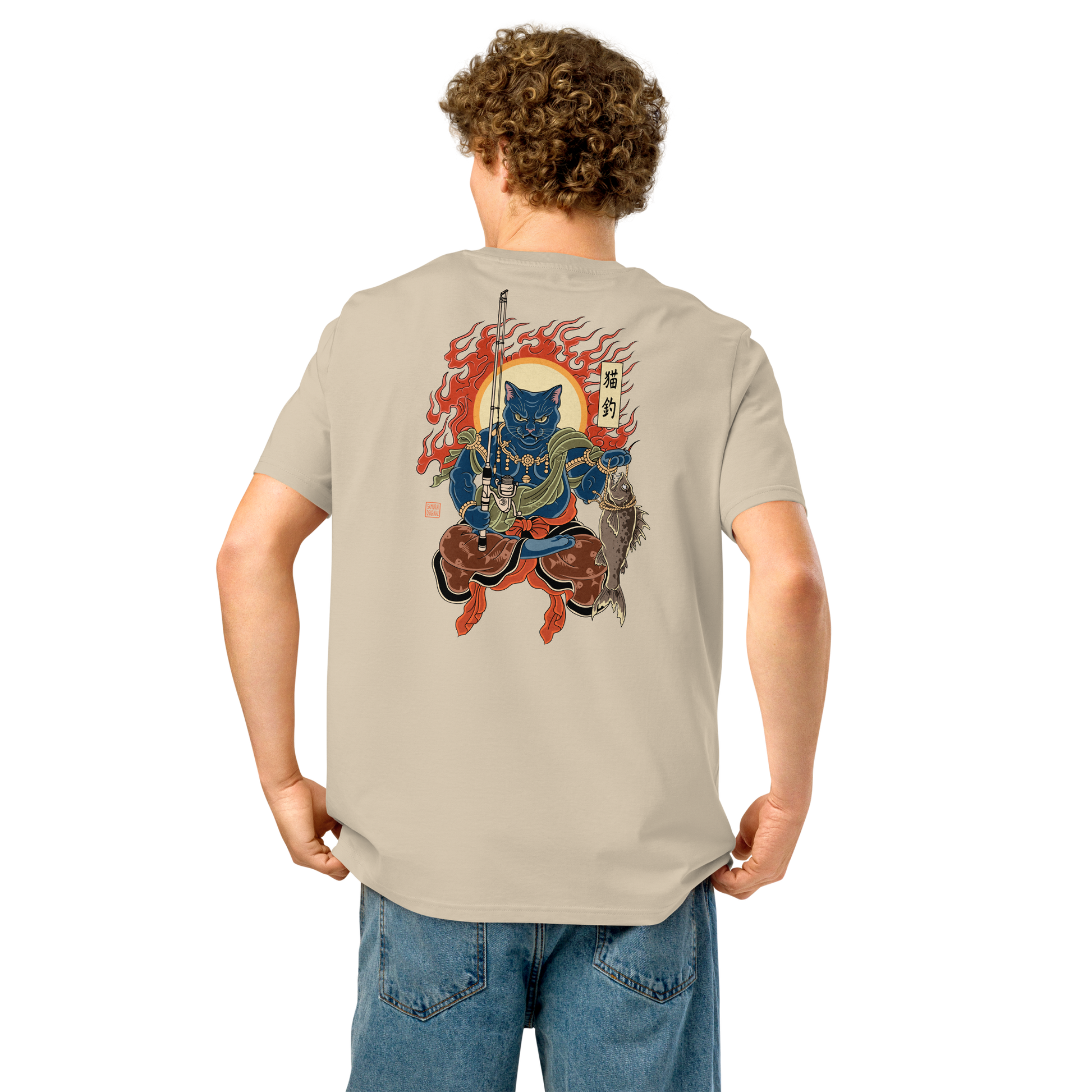 The Great Neko Fishing Organic T-shirt - Samurai Original