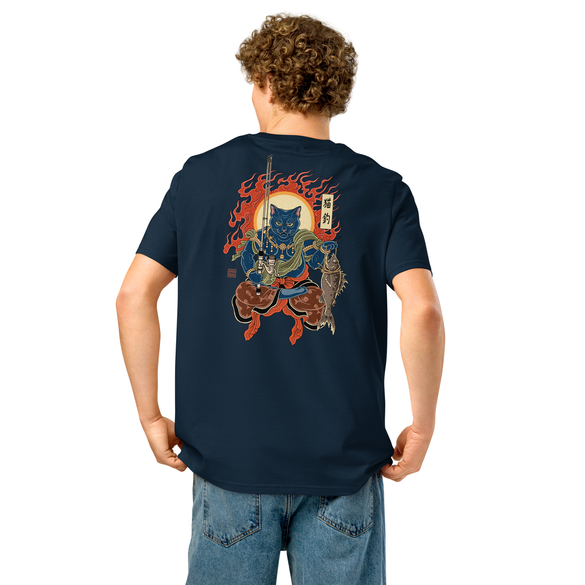 The Great Neko Fishing Organic T-shirt - Samurai Original