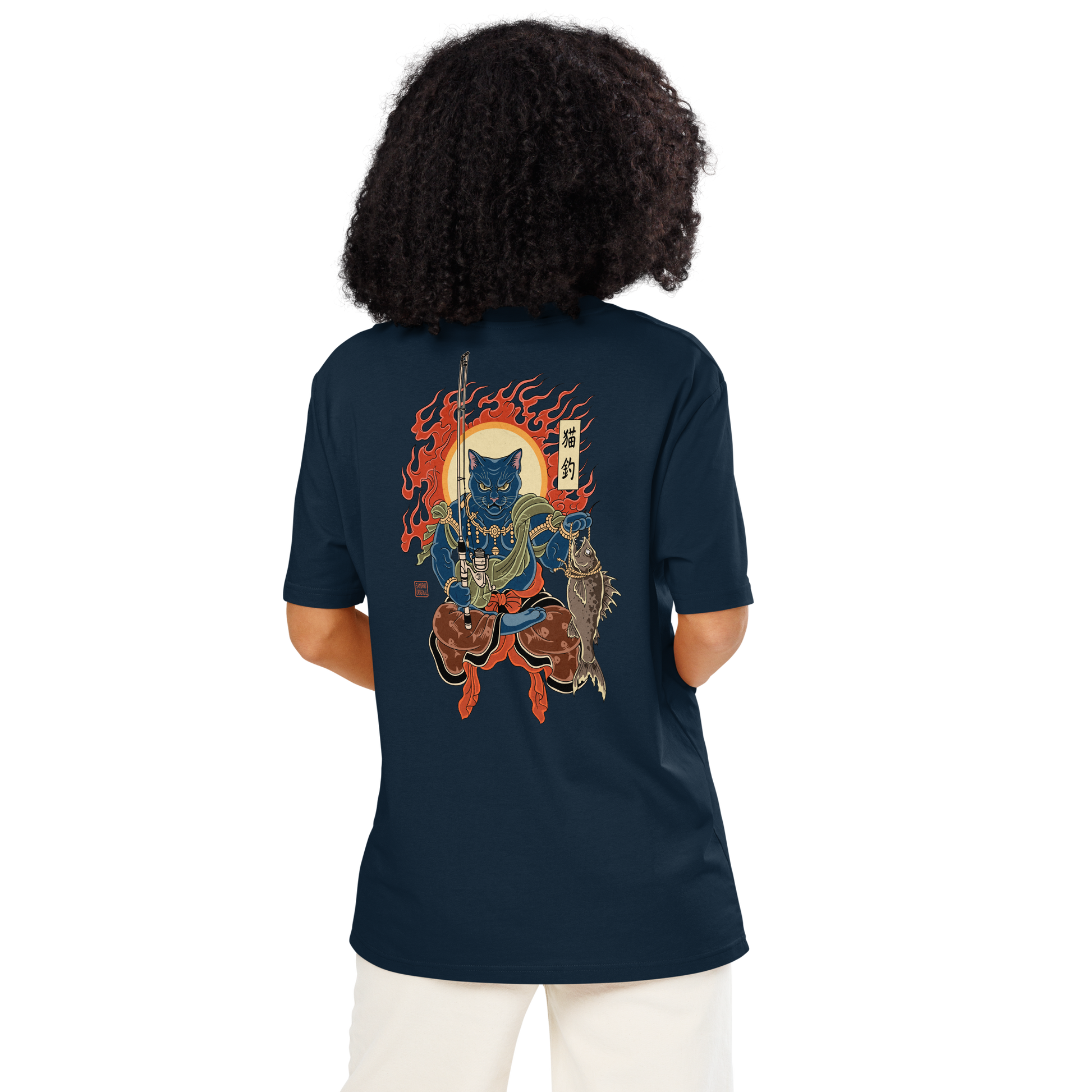 The Great Neko Fishing Organic T-shirt - Samurai Original
