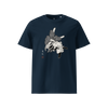 Judo Cat Ukiyo-e Organic T-shirt French Navy - Samurai Original