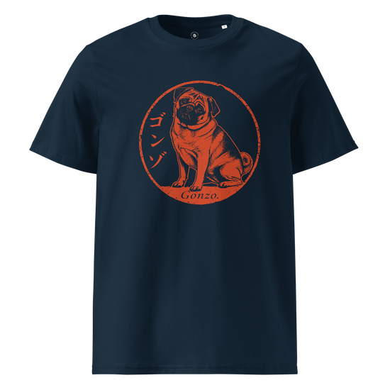 Personalized Japanese Hanko Pet Portrait Organic T-Shirt French Navy - Samurai Original