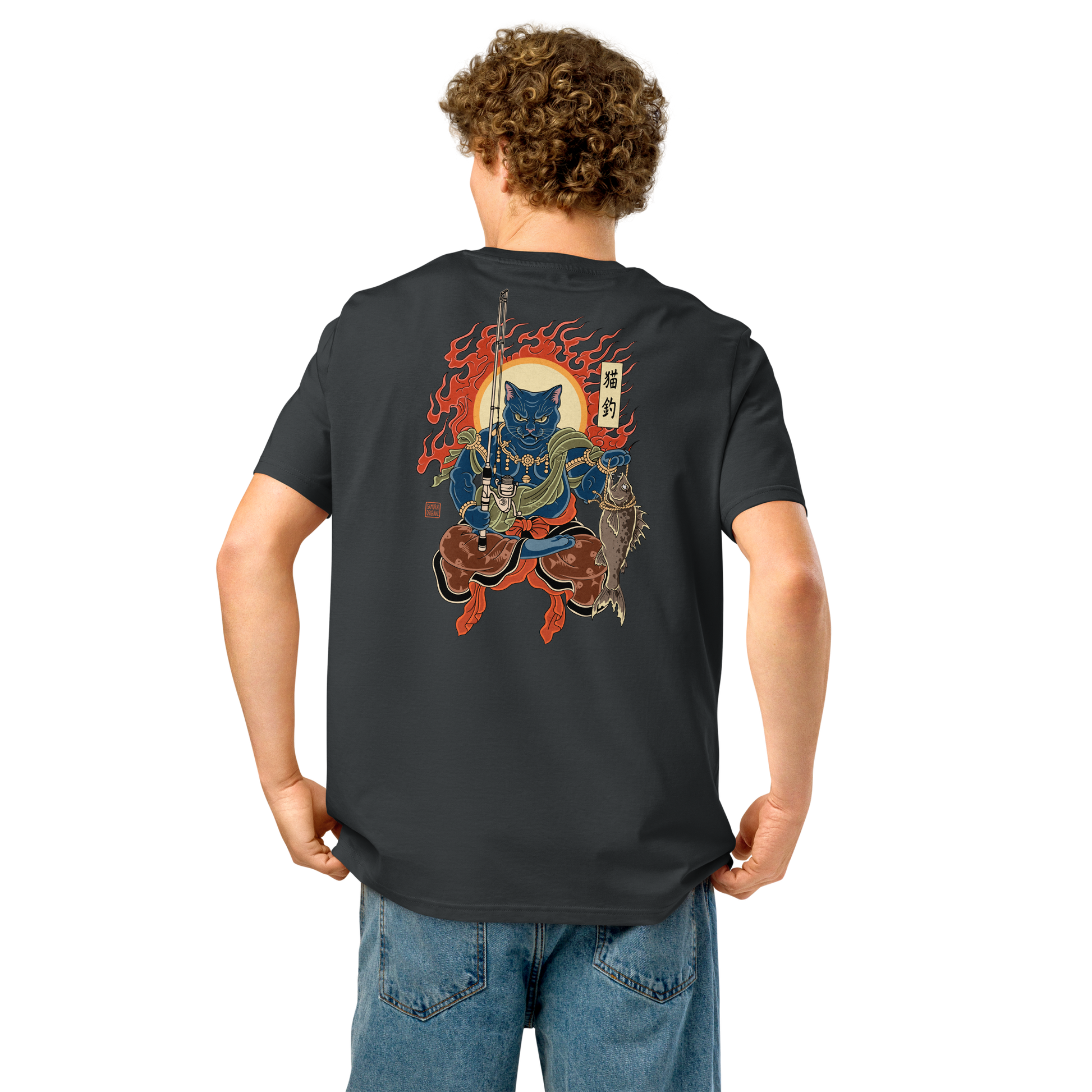 The Great Neko Fishing Organic T-shirt - Samurai Original
