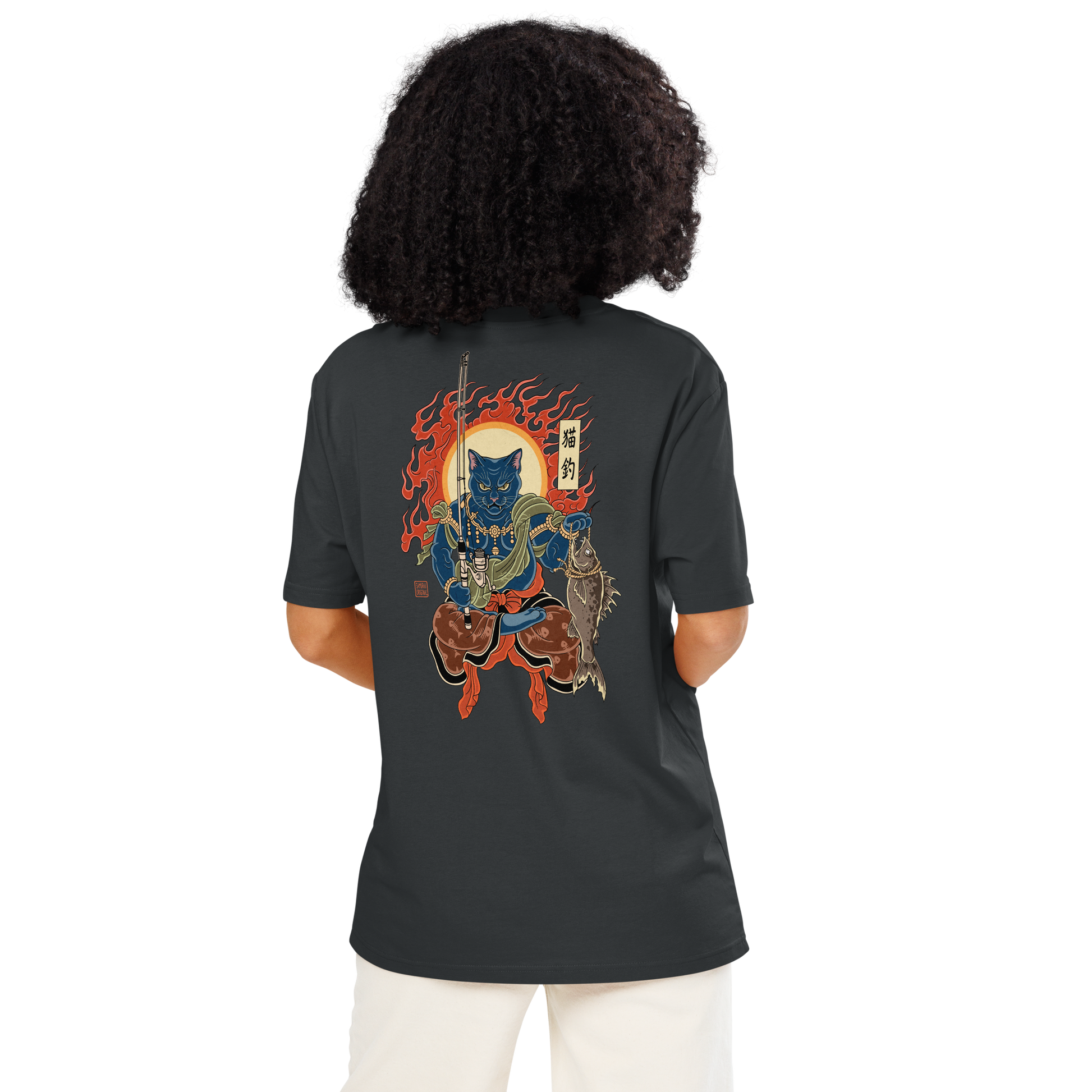 The Great Neko Fishing Organic T-shirt - Samurai Original