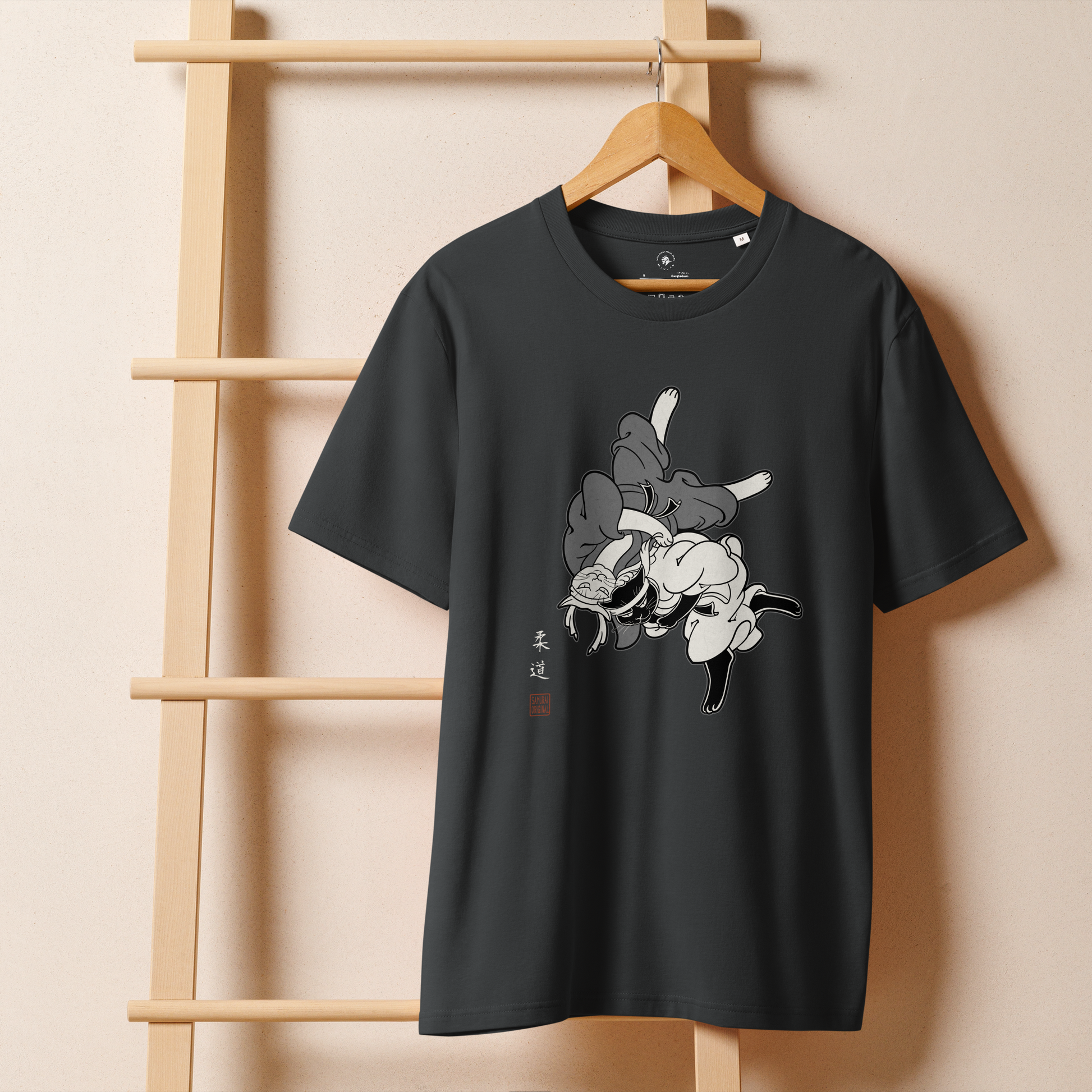Judo Cat Ukiyo-e Organic T-shirt - Samurai Original
