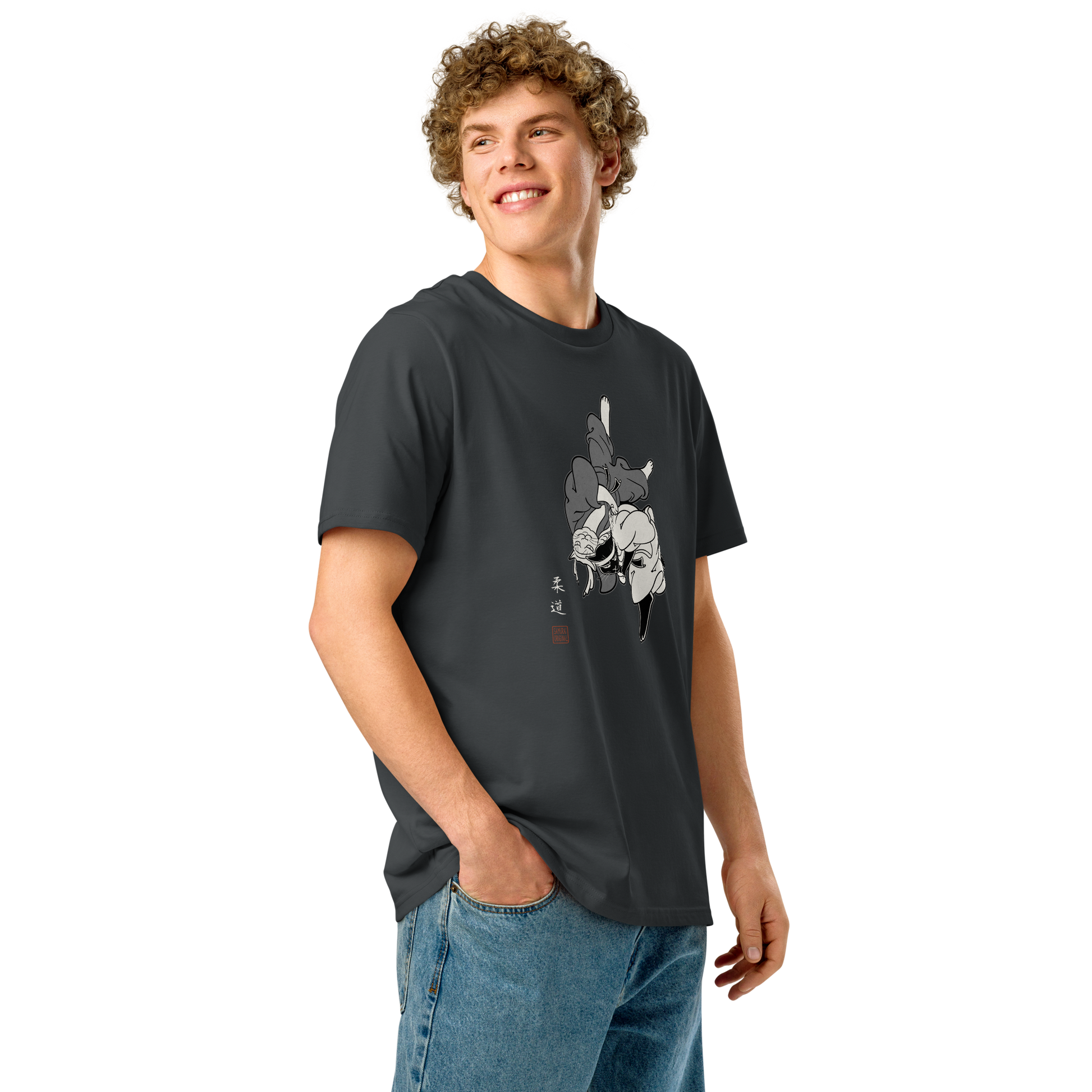 Judo Cat Ukiyo-e Organic T-shirt - Samurai Original