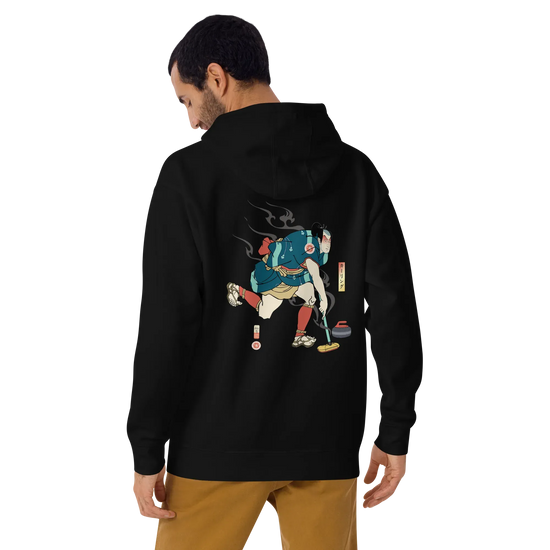 Samurai Play Curling Ukiyo-e Unisex Hoodie - Samurai Original