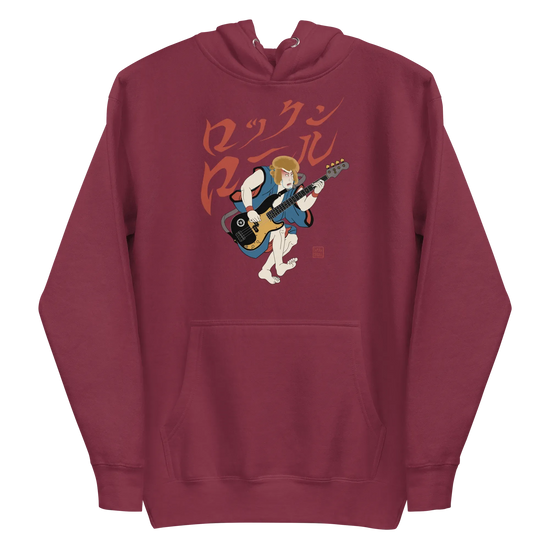 Bassist Samurai Japanese Ukiyo-e Unisex Hoodie 11 - Maroon / S
