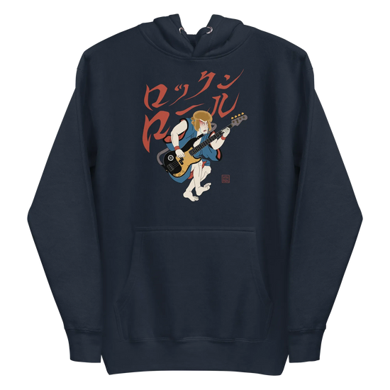 Bassist Samurai Japanese Ukiyo-e Unisex Hoodie 11 - Navy Blazer / S