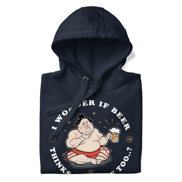 Sumo and Beer Funny Japanese Ukiyo-e Unisex Hoodie