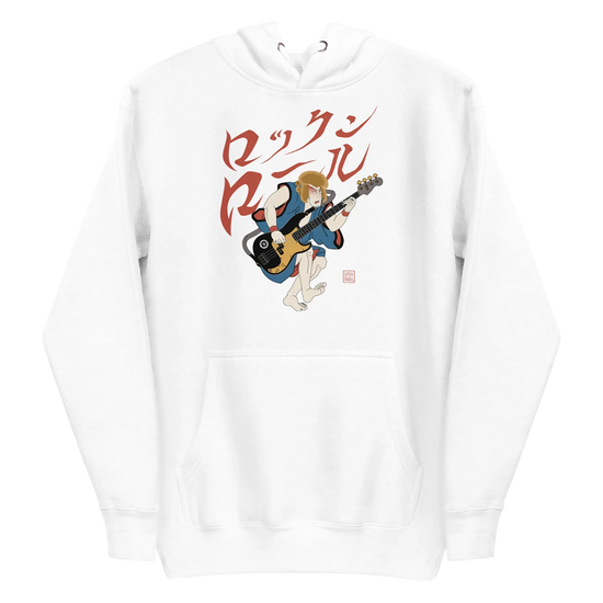 Bassist Samurai Japanese Ukiyo-e Unisex Hoodie 11 - White / S