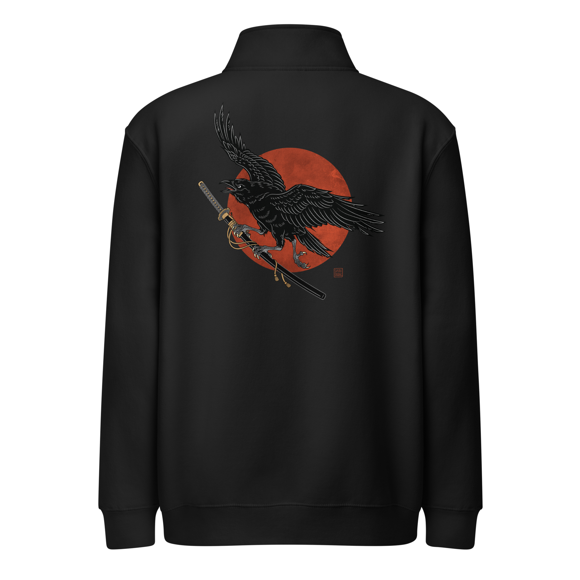 Ronin Raven Premium 1/4 Zip Sweatshirt Black - Samurai Original