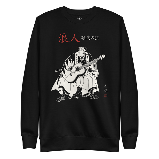 Ronin Guitar Blues Japanese Art Unisex Premium Sweatshirt Black - Samurai Original