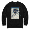 Samurai Skiing Ukiyo-e Unisex Premium Sweatshirt Black - Samurai Original