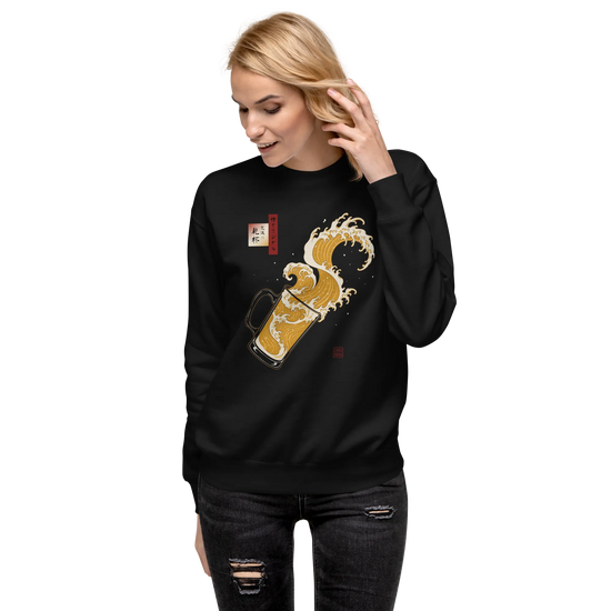 Beer Wave Ukiyo-e Unisex Premium Sweatshirt - Samurai Original