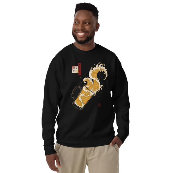 Beer Wave Ukiyo-e Unisex Premium Sweatshirt - Samurai Original