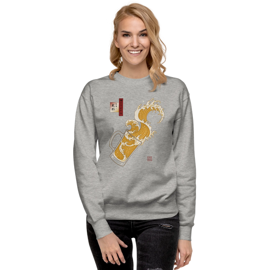Beer Wave Ukiyo-e Unisex Premium Sweatshirt - Samurai Original