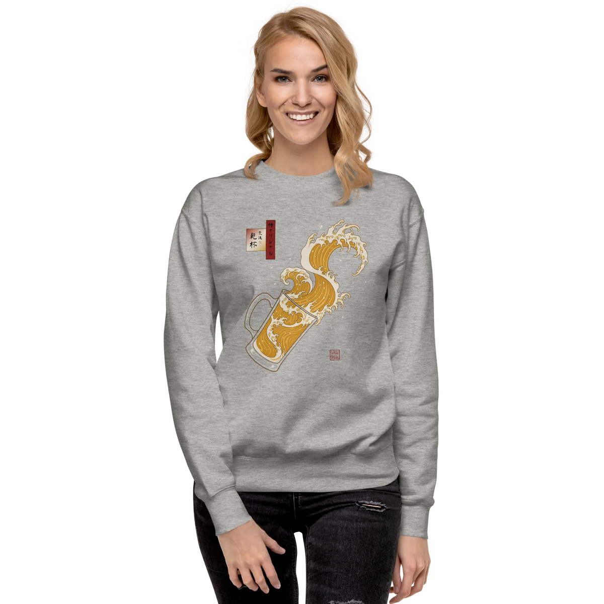 Beer Wave Ukiyo-e Unisex Premium Sweatshirt - Samurai Original