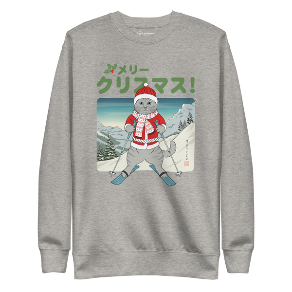 Cat Ski Japanese Ukiyo-e Unisex Premium Sweatshirt
