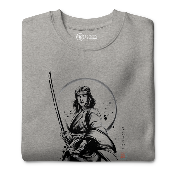 Female Samurai Sumi-e Japanese Ink Unisex Premium Sweatshirt