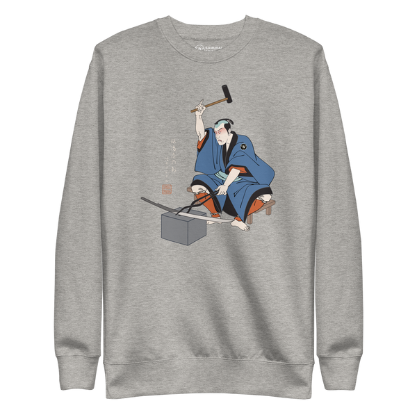 Samurai Blacksmith Swords Japanese Ukiyo-e Unisex Premium Sweatshirt