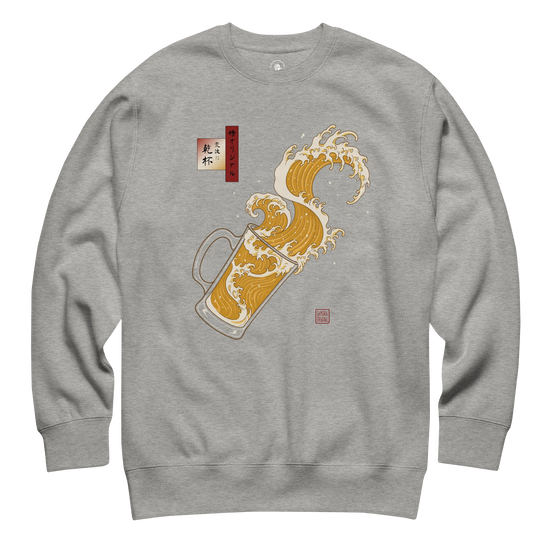 Beer Wave Ukiyo-e Unisex Premium Sweatshirt - Samurai Original