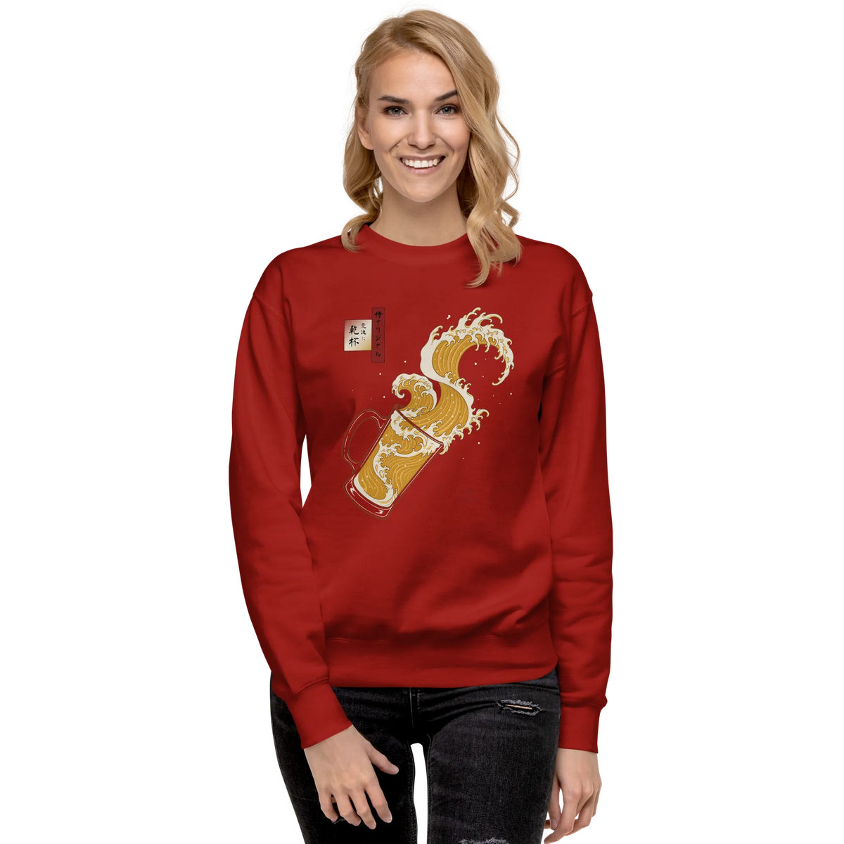 Beer Wave Ukiyo-e Unisex Premium Sweatshirt - Samurai Original