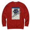 Samurai Skiing Ukiyo-e Unisex Premium Sweatshirt Cardinal - Samurai Original