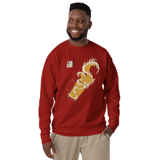 Beer Wave Ukiyo-e Unisex Premium Sweatshirt - Samurai Original