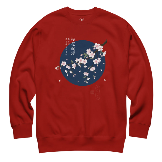 Sakura Blossom Ukiyo-e Unisex Premium Sweatshirt Cardinal - Samurai Original